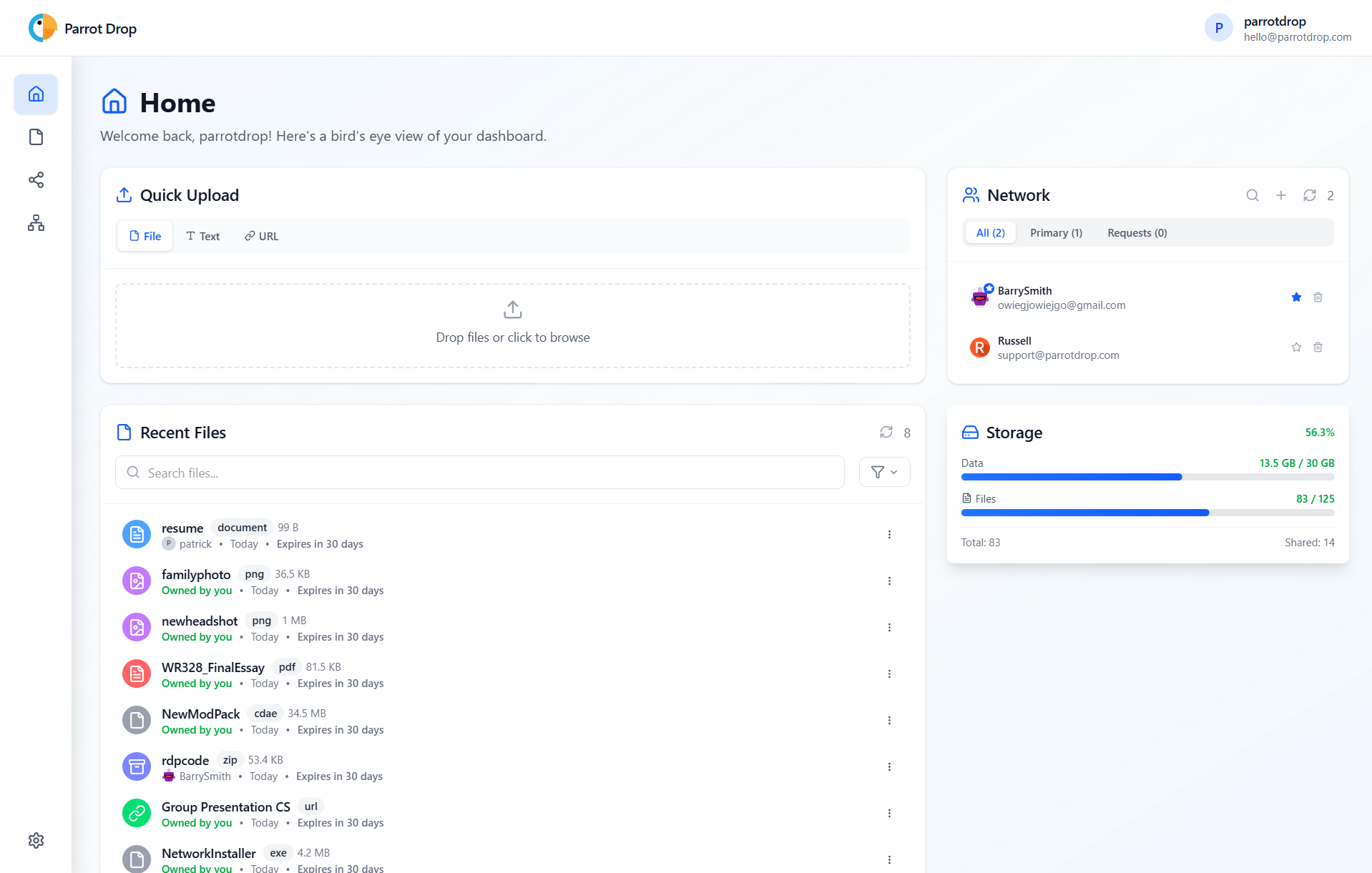 ParrotDrop Dashboard